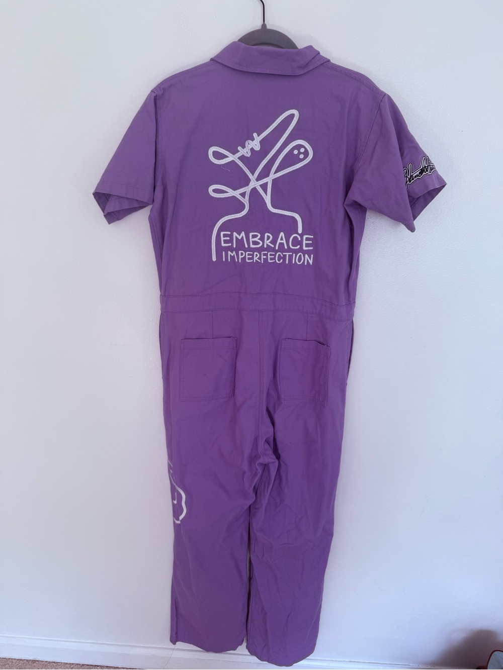 Nooworks Jumpsuit Short Sleeve Utility Embroidered in Lavender Purple - Picture 4 of 6
